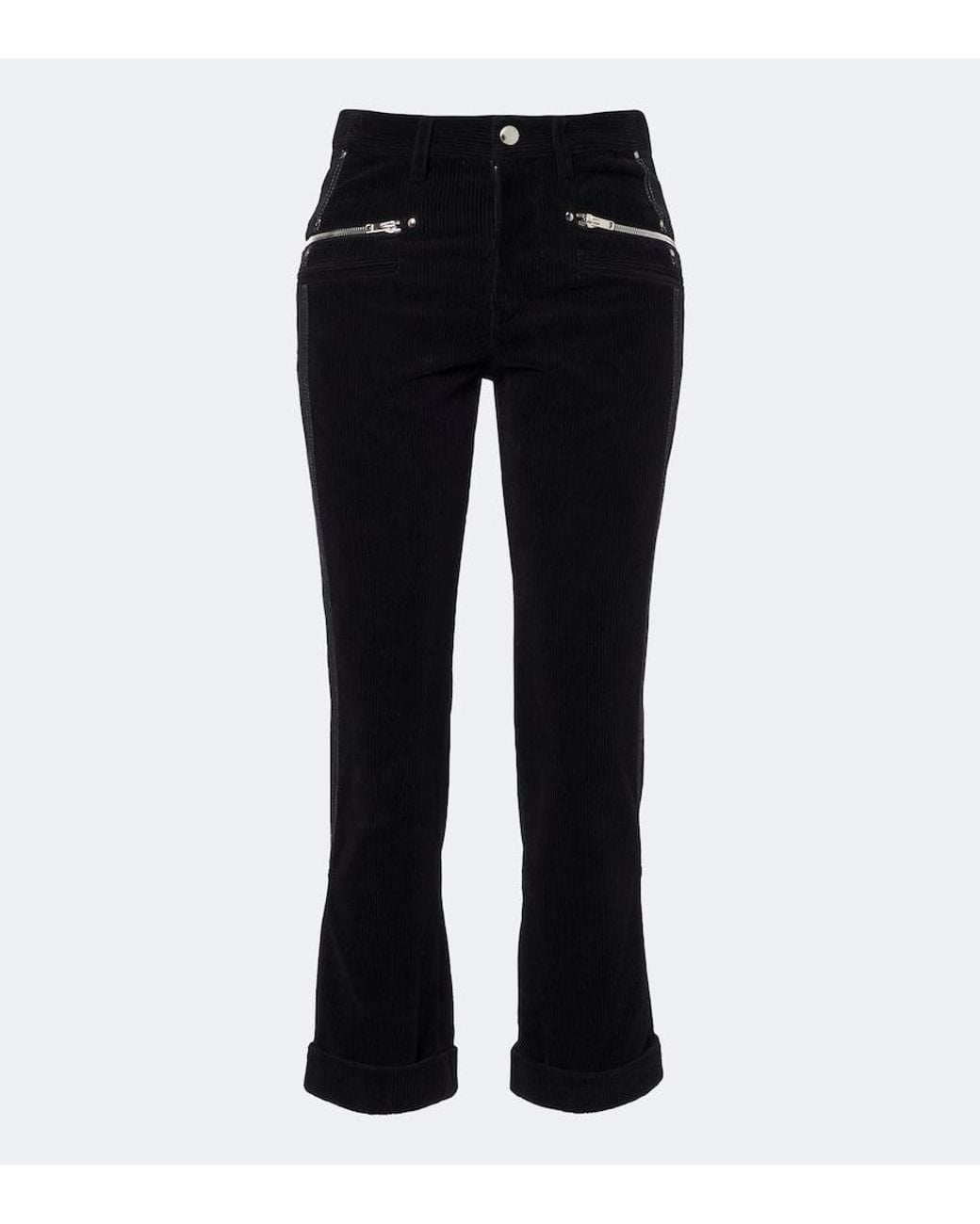 Isabel Marant Black Revene Cotton And Linen Straight Pants