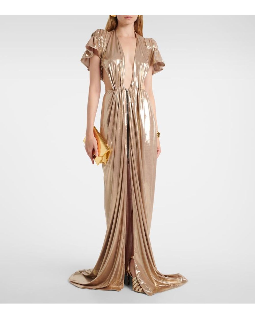 Maticevski Natural Latitude Gathered Ruffled Gown