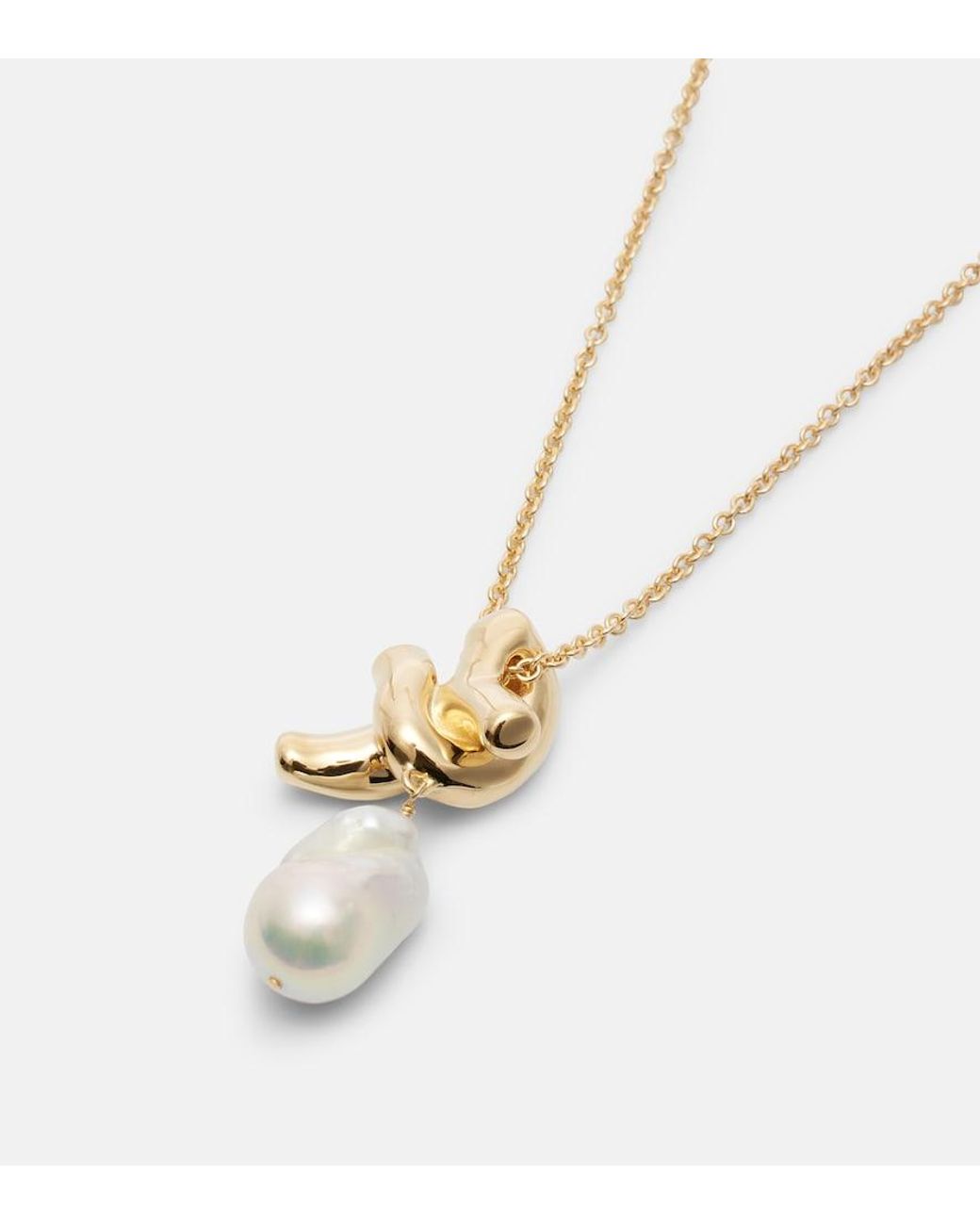 Givenchy Metallic Chain Link Pearl Pendant Necklace