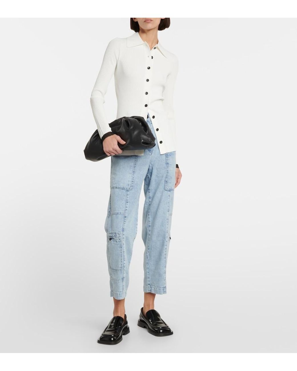 Proenza Schouler Blue Chambray High-rise Cargo Jeans