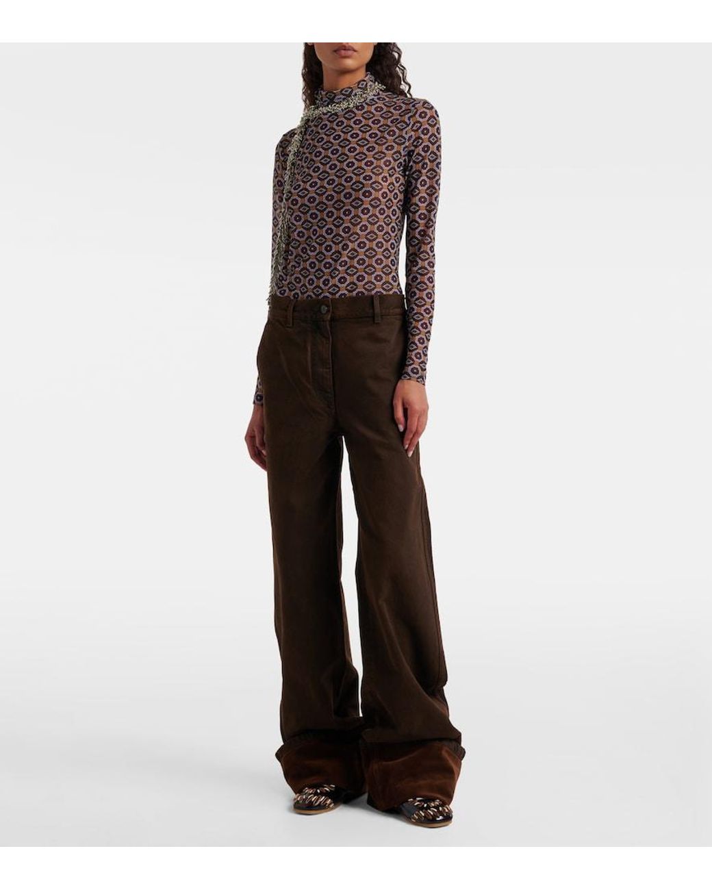 Dries Van Noten Brown High-Rise Straight Jeans