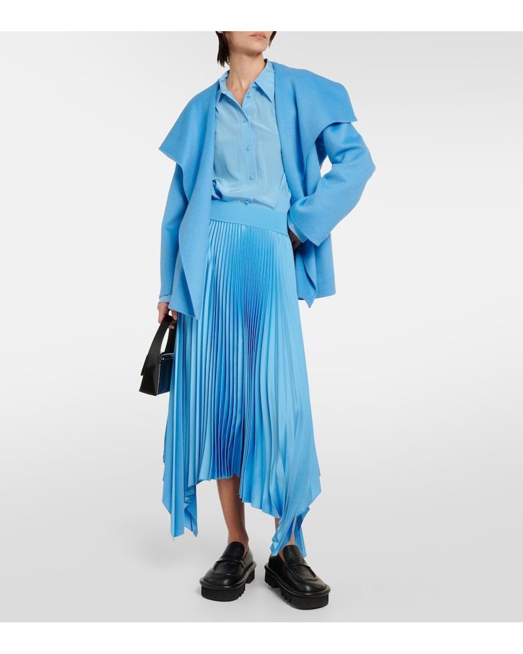 Joseph Blue Ade Plisse Midi Skirt