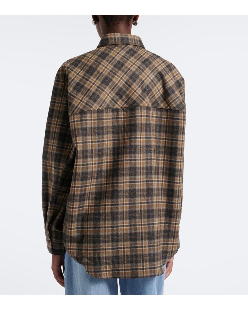Rohe Brown Checked Wool-Blend Overshirt