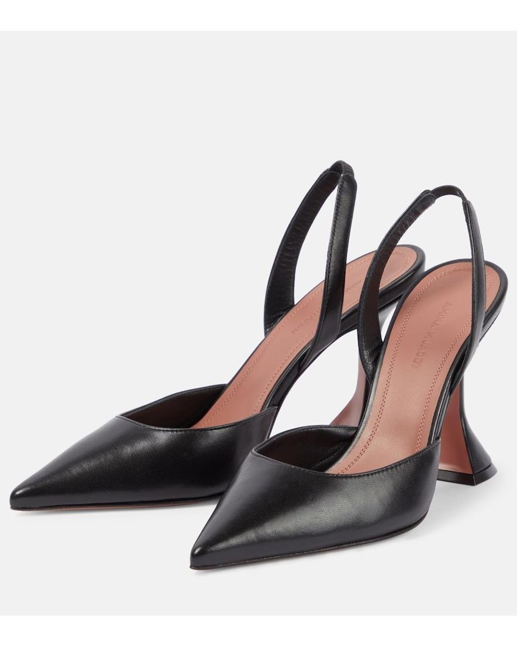 AMINA MUADDI Black Holli Leather Slingback Pumps