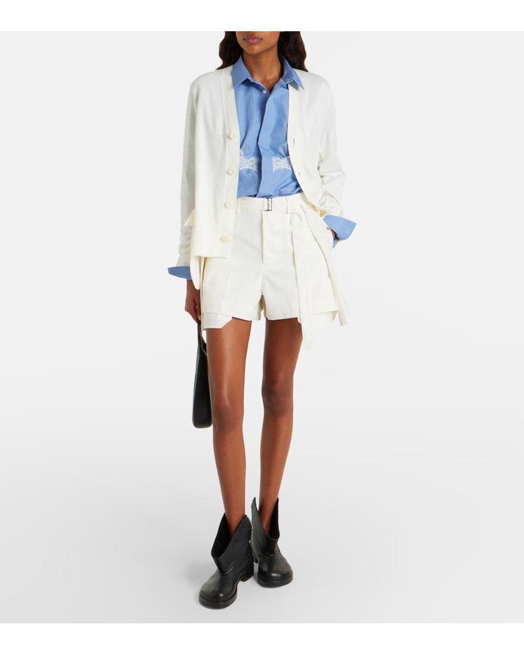 Sacai Natural Paneled Denim Shorts