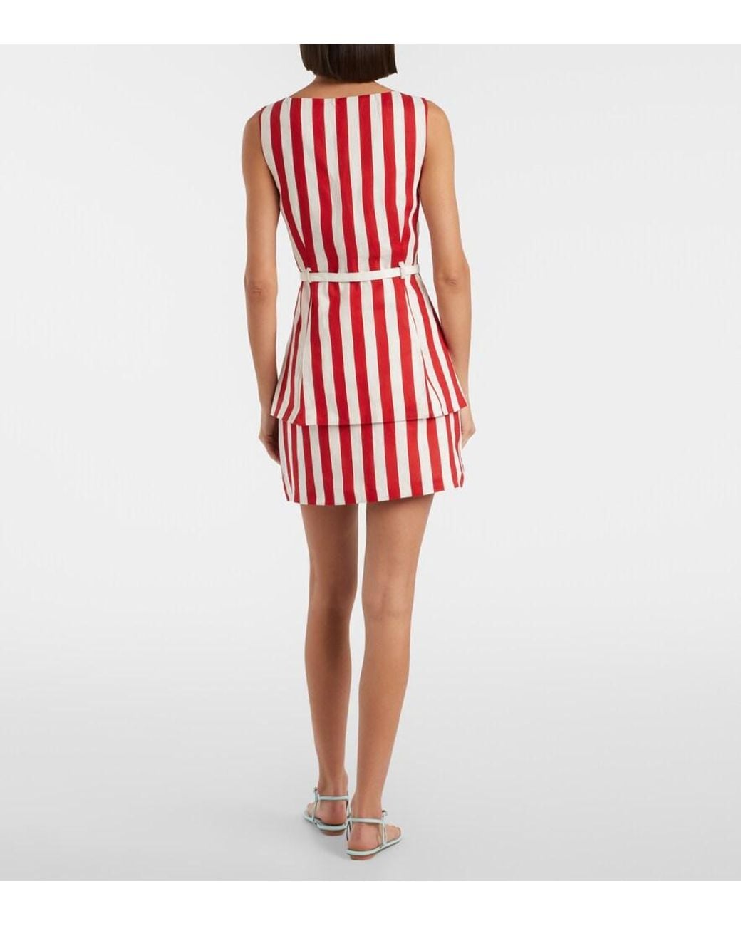 Posse Red Alice Stripped Linen Miniskirt