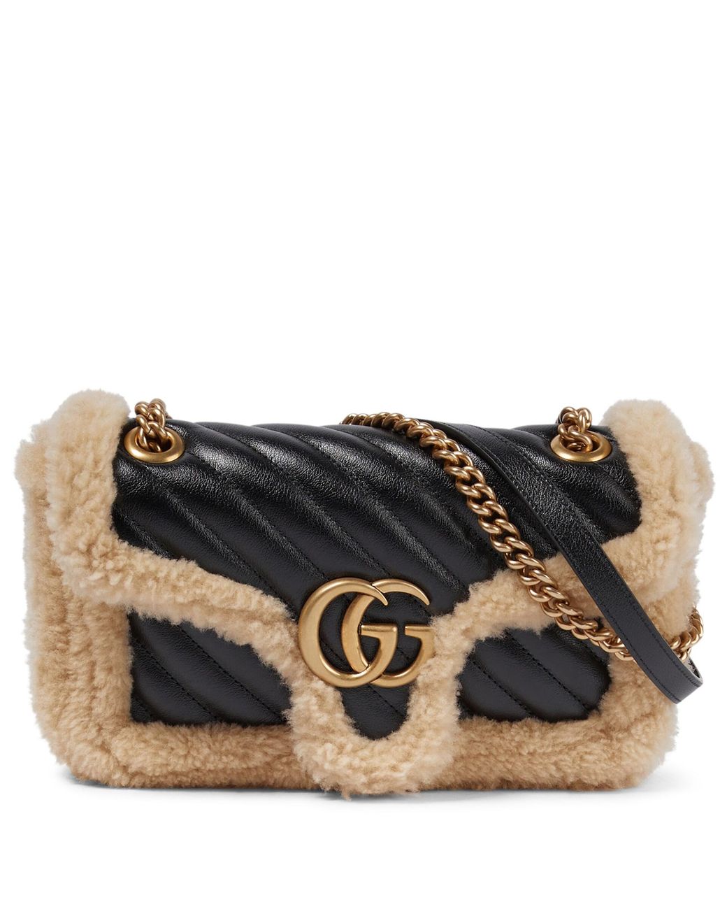 【SALE】【GUCCI 】 GG Marmont Shearling mini bag バッグ Gucci Marmont Super Mini Shearling Bag in Orange - Runway