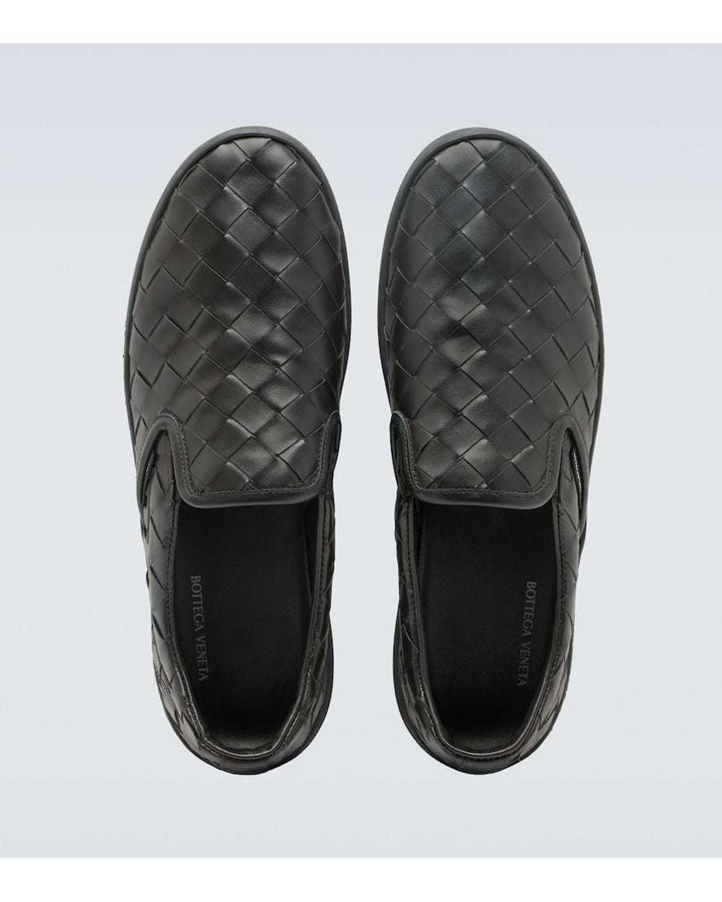 Bottega Veneta Black Sawyer Leather Slip-On Sneakers for men