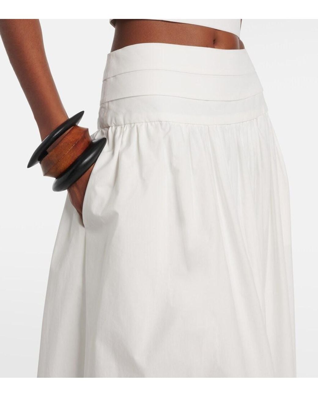 Posse White Rue Cotton Midi Skirt