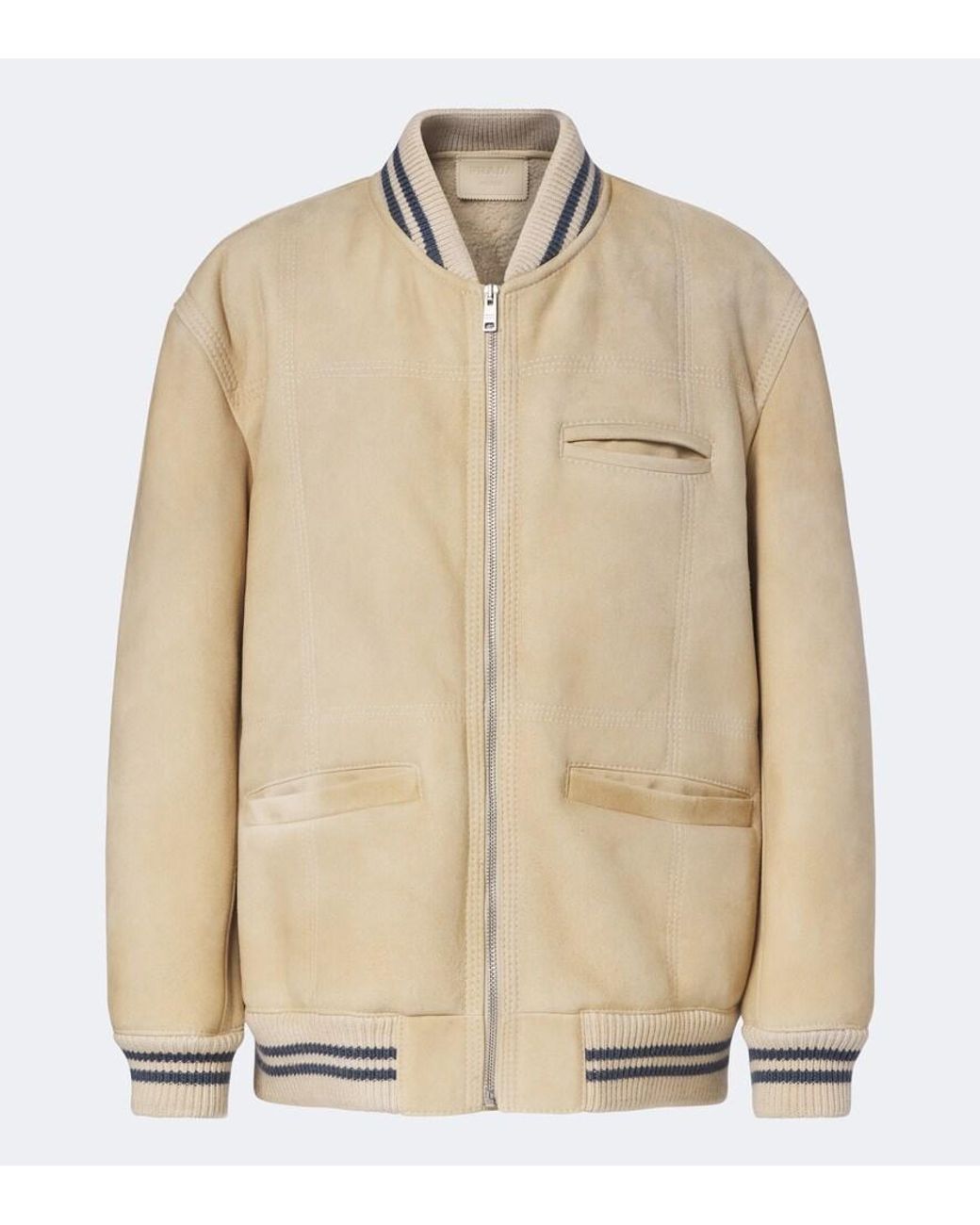 Prada Natural Wool-Trimmed Shearling Bomber Jacket
