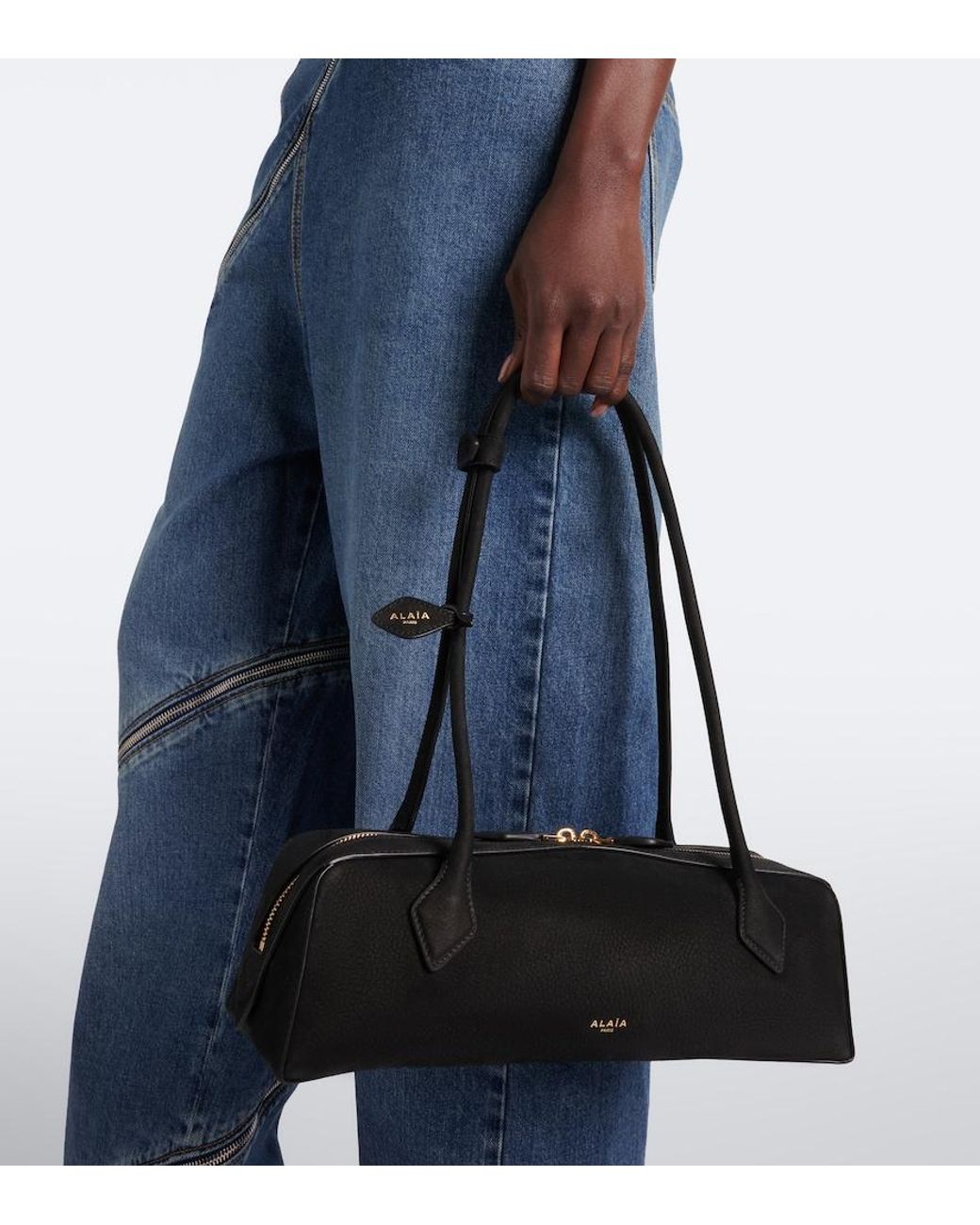 Alaïa Black Le Teckel Medium Suede Shoulder Bag