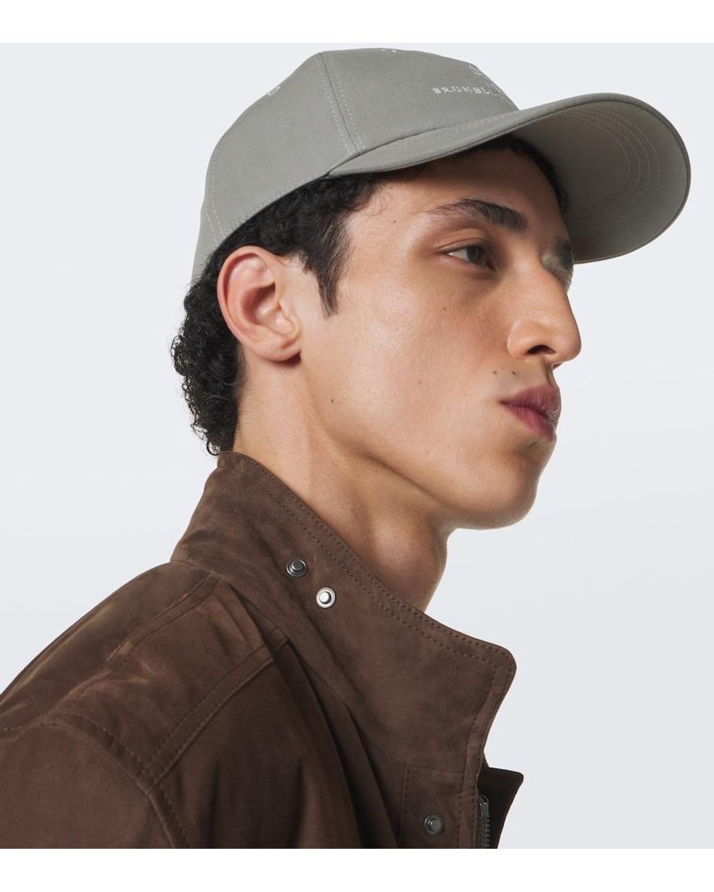 Brunello Cucinelli Gray Logo Cotton Baseball Cap for men