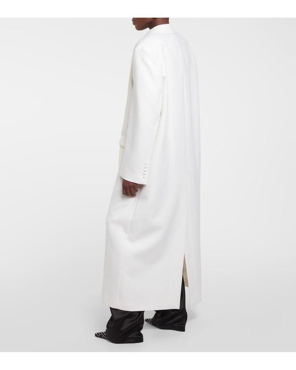 Magda Butrym White Single-Breasted Wool Coat
