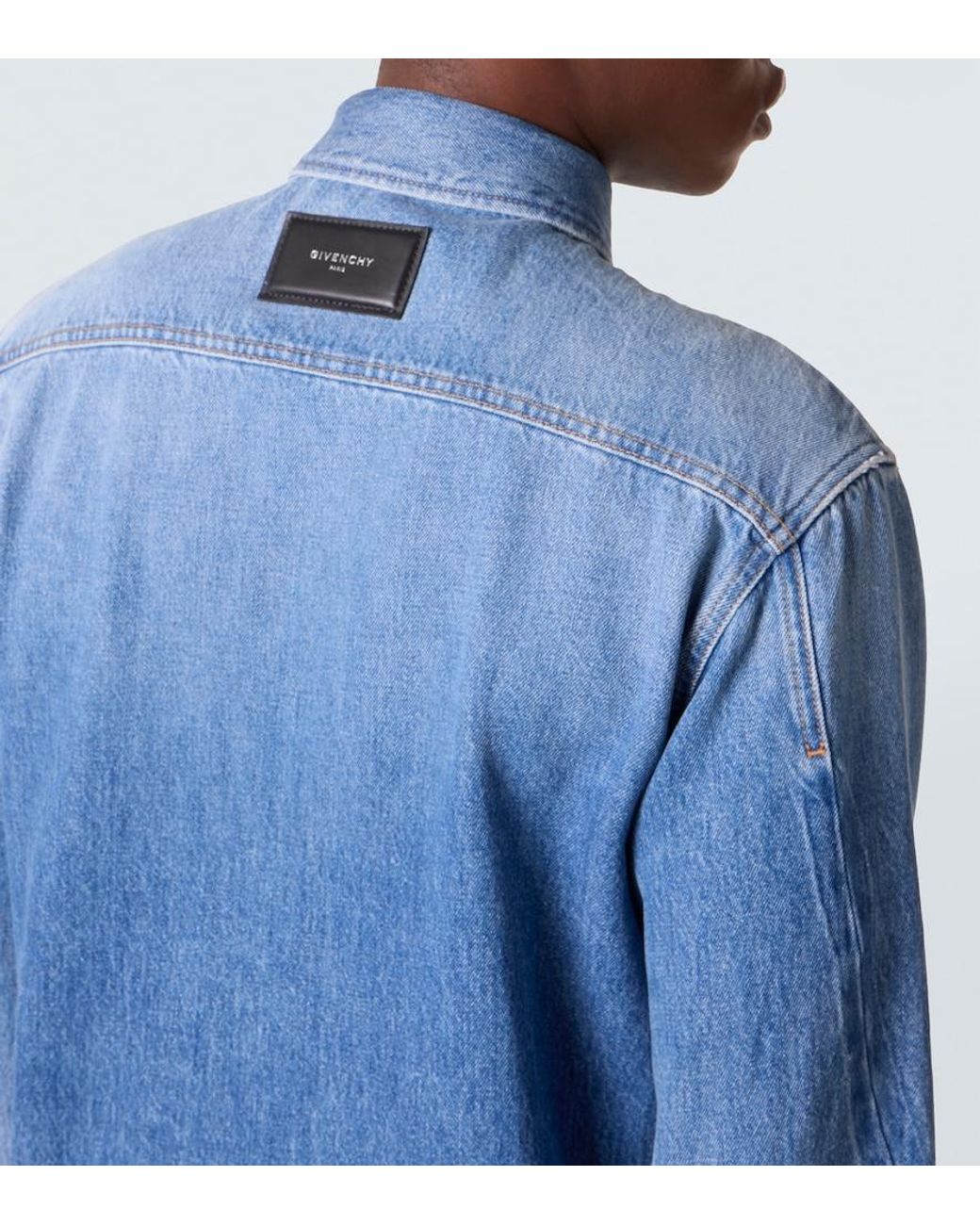 Givenchy Blue Couture Seam Denim Shirt for men