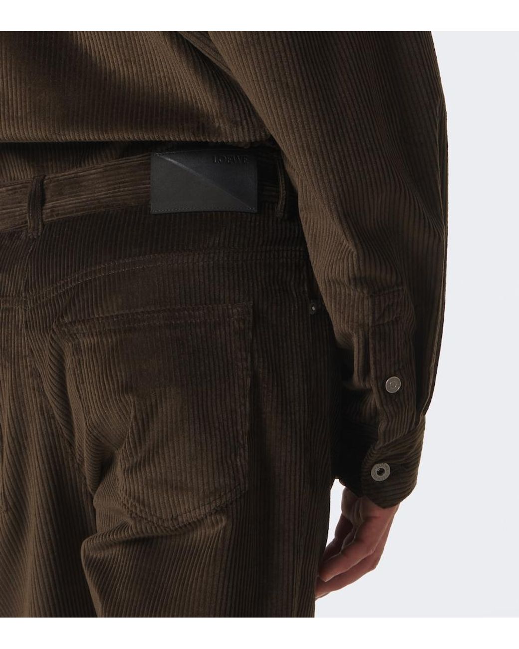 Loewe Gray Cotton Corduroy Straight Pants for men