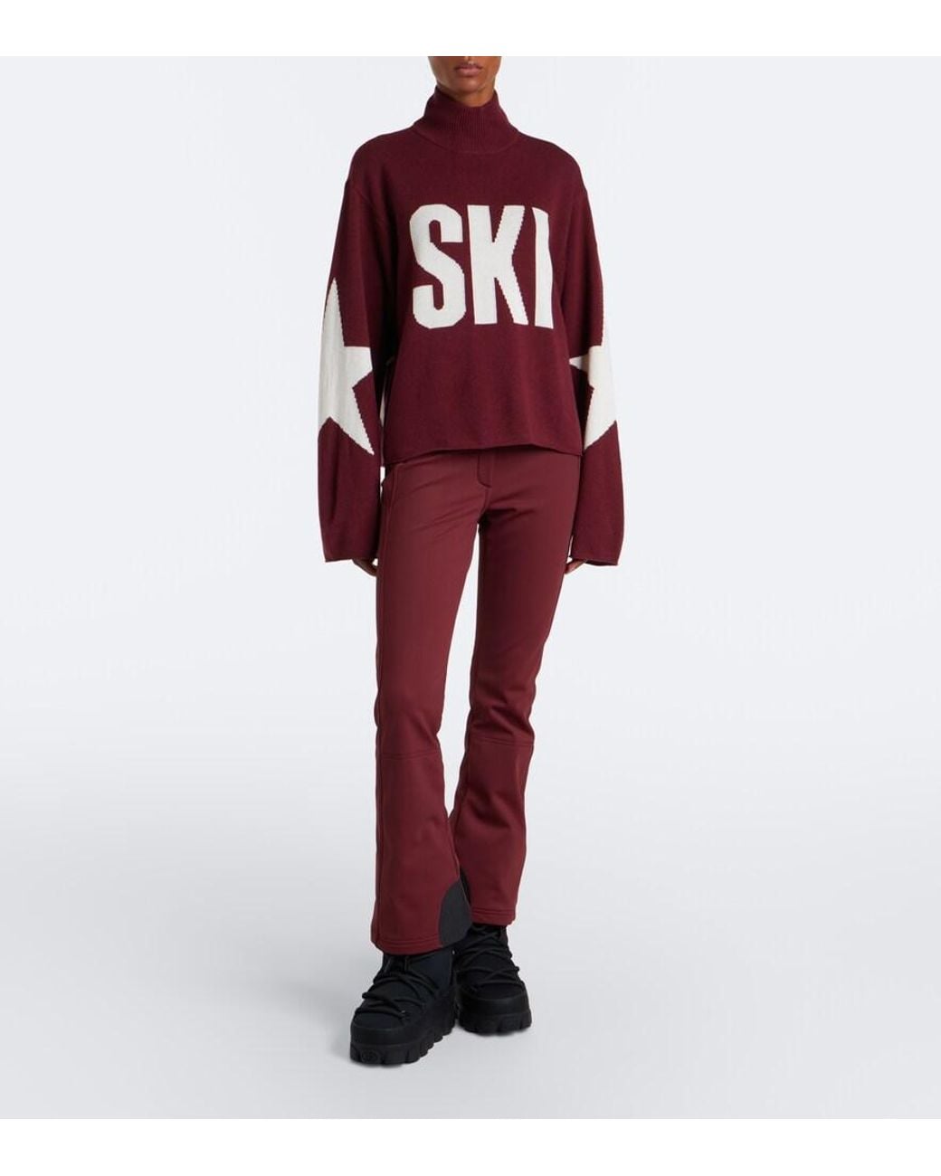Goldbergh Red Intarsia Wool-Blend Turtleneck Sweater
