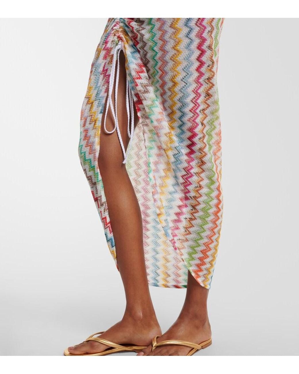 Missoni Multicolor Zigzag Asymmetric Midi Skirt