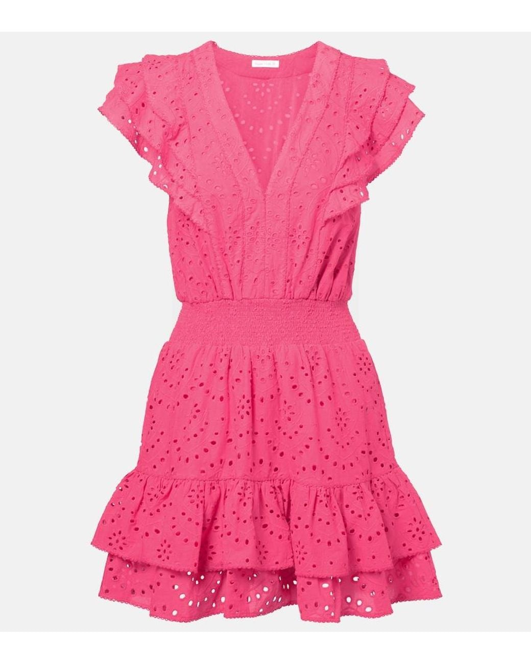 Poupette Pink Camila Shirred Cotton Minidress