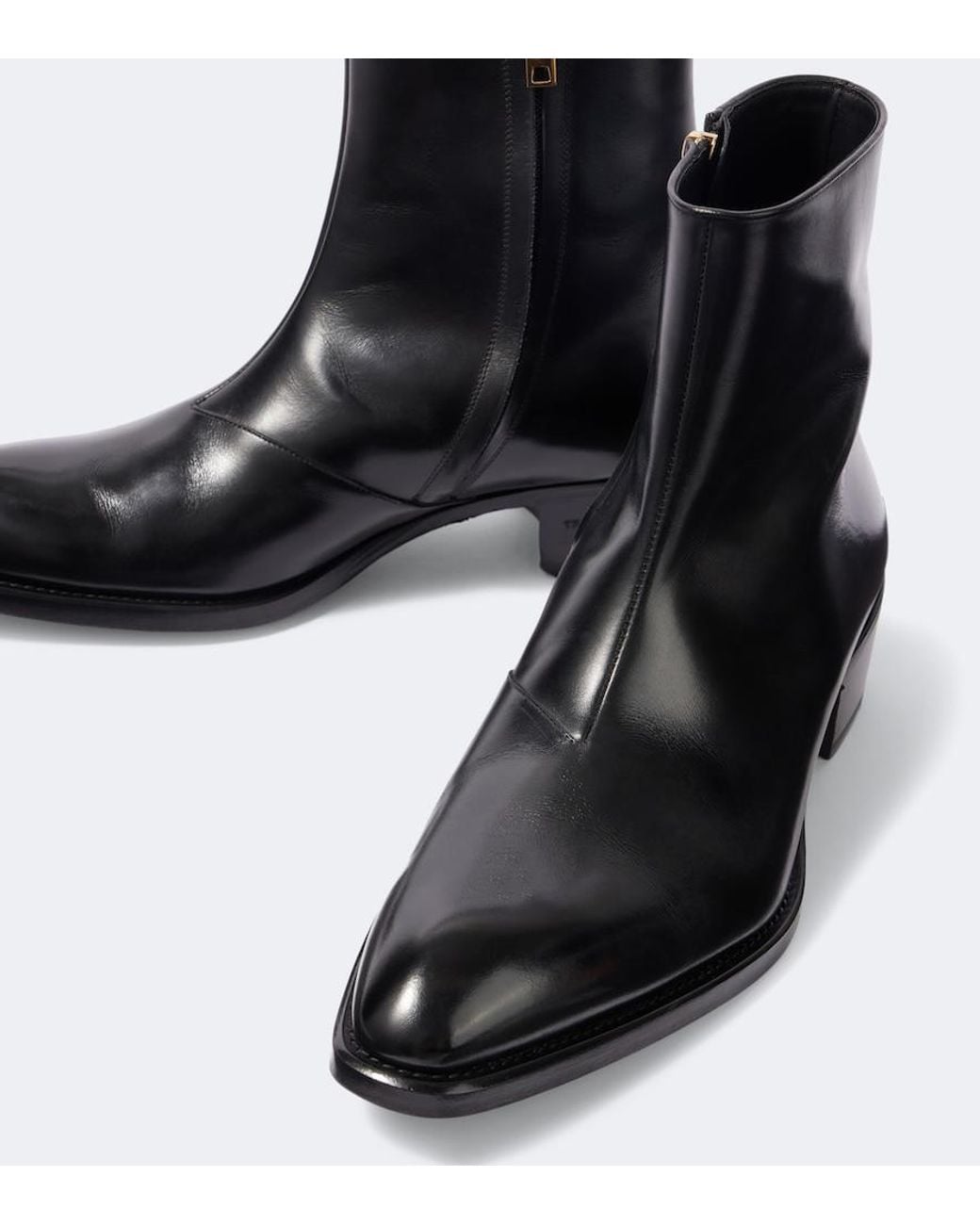 Tom Ford Black Vincent Leather Ankle Boots for men