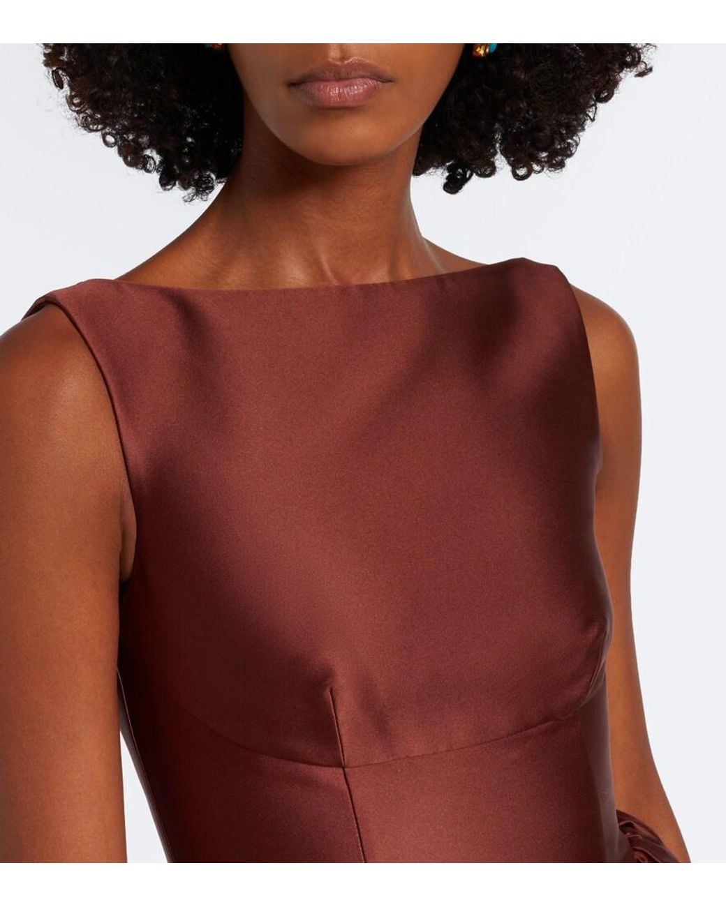 Roland Mouret Red Taffeta Midi Dress