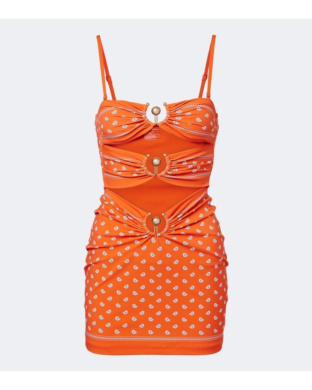 Christopher Esber Orange Orbit Bandana Cutout Minidress