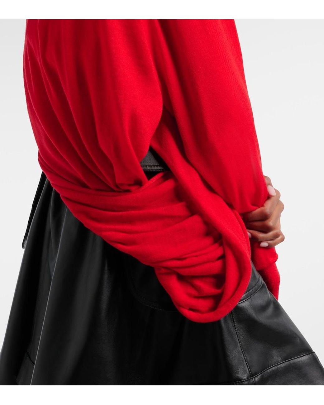 Loewe Red Double L Asymmetric Wool Sweater