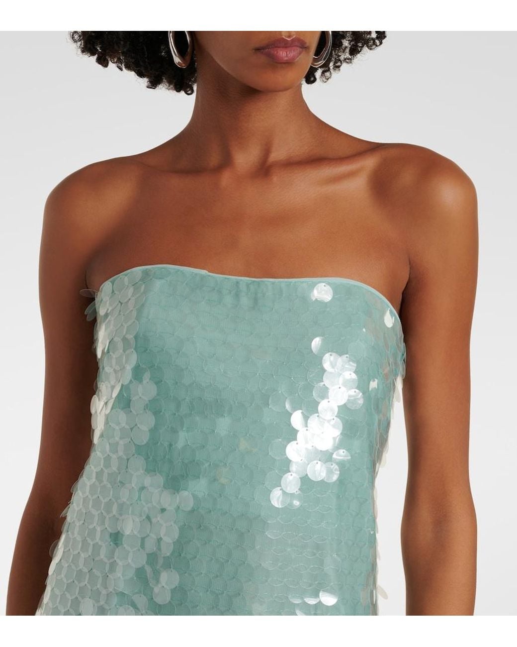 staud green sequin dress Casey Sequined Strapless Maxi in Occasion and Bridesmaids