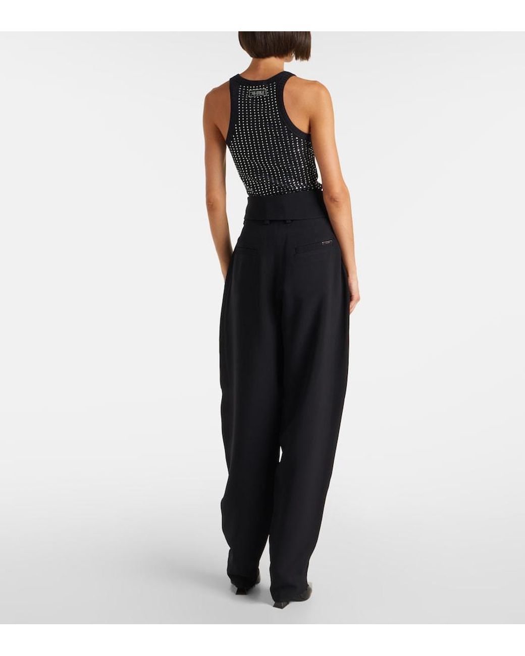 The Attico Blue High-Rise Tapered Pants