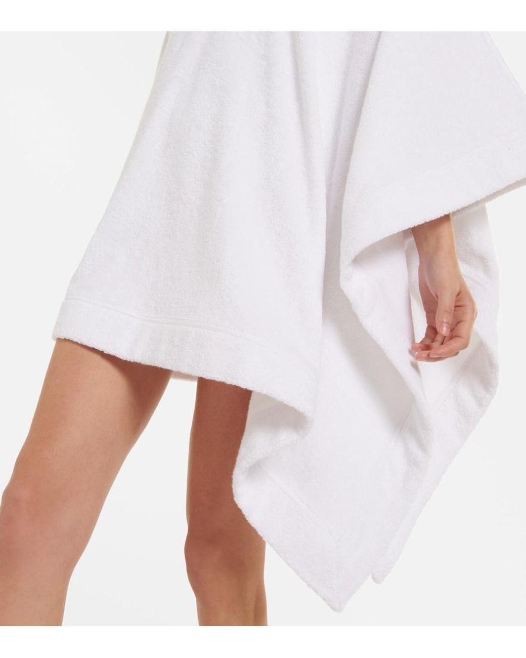 Alaïa White Cropped Cotton Terry Hoodie
