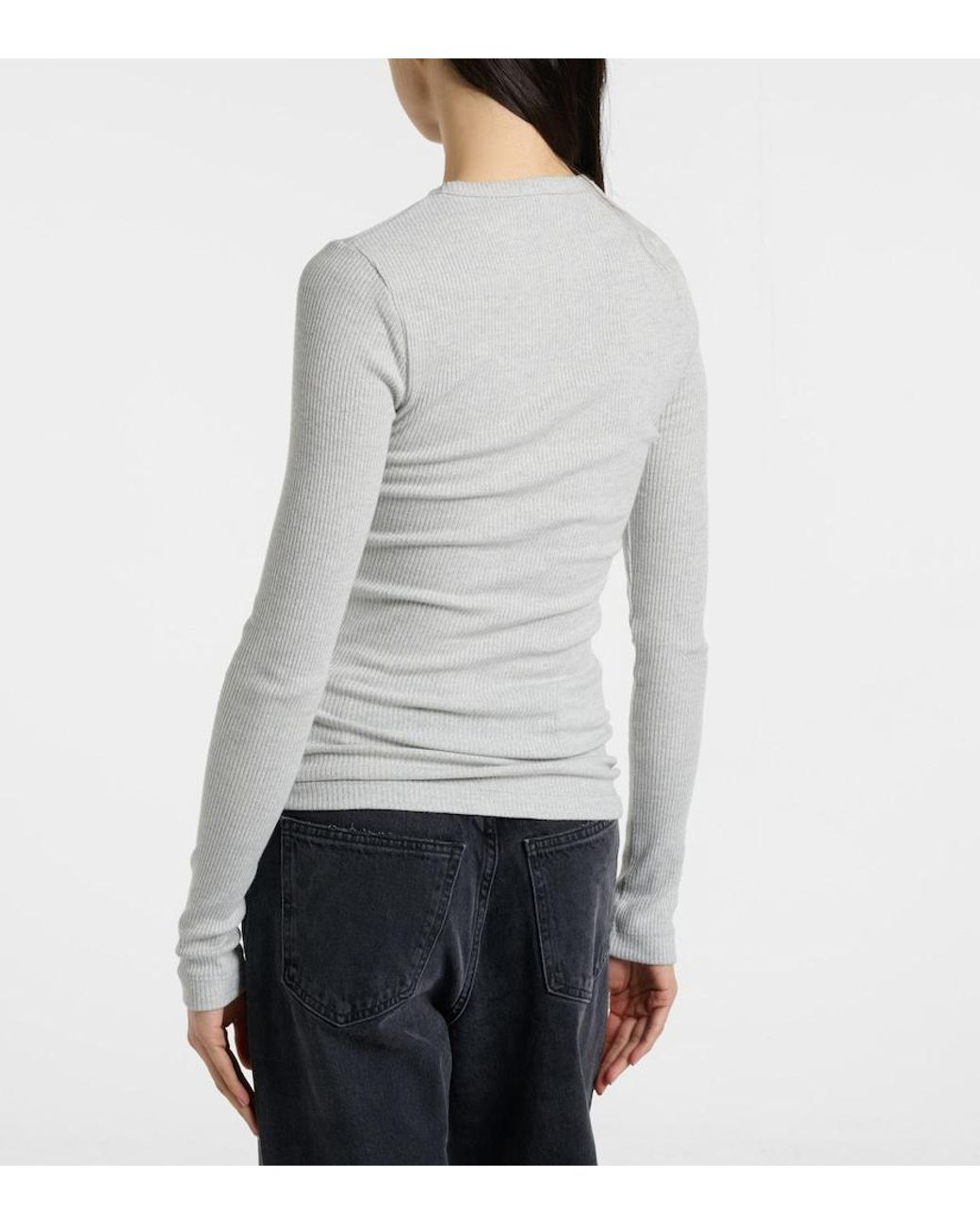 Agolde Gray Delphi Ribbed-Knit Top