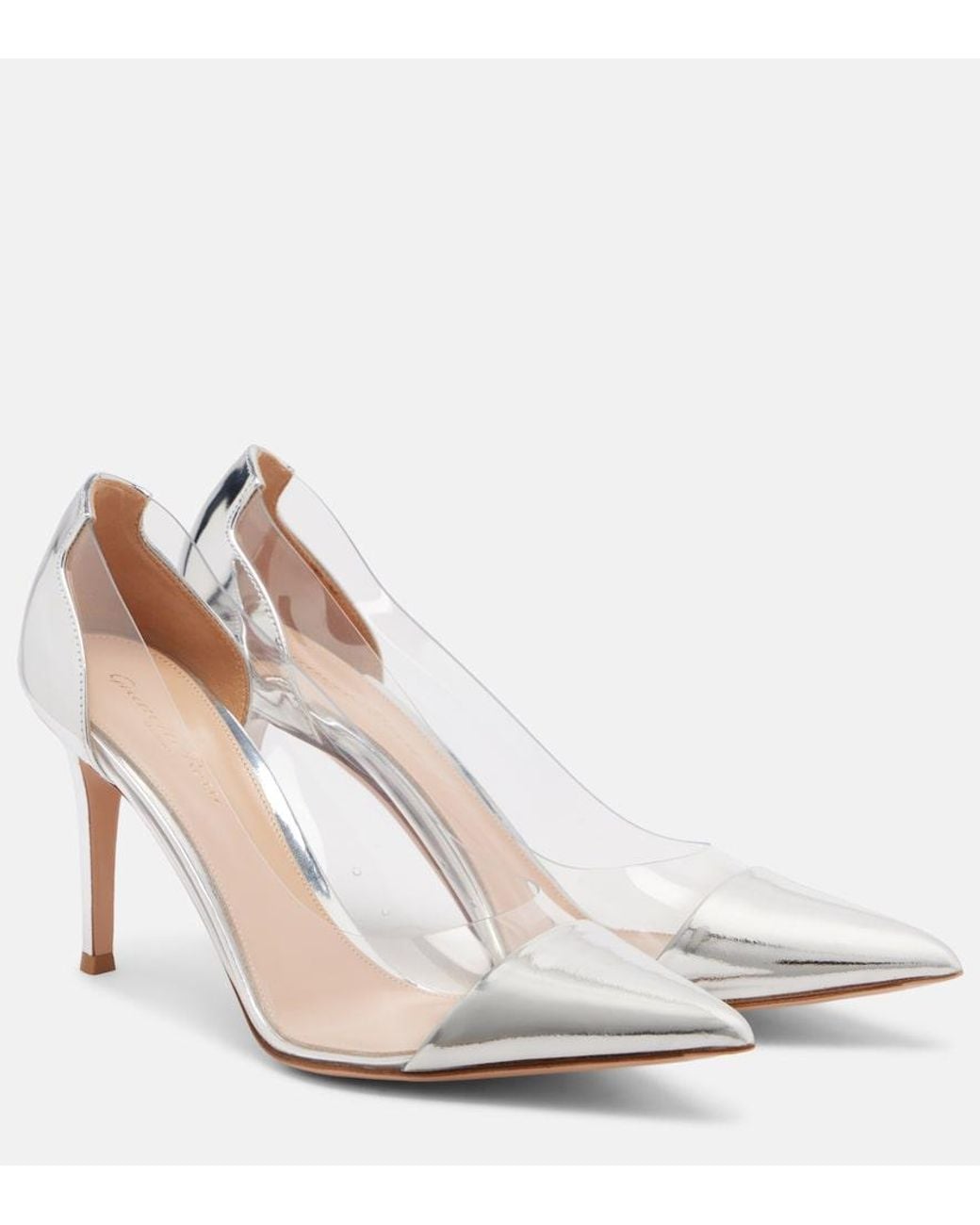 Gianvito Rossi White Plexi Mirrored Leather And Tpu Pumps