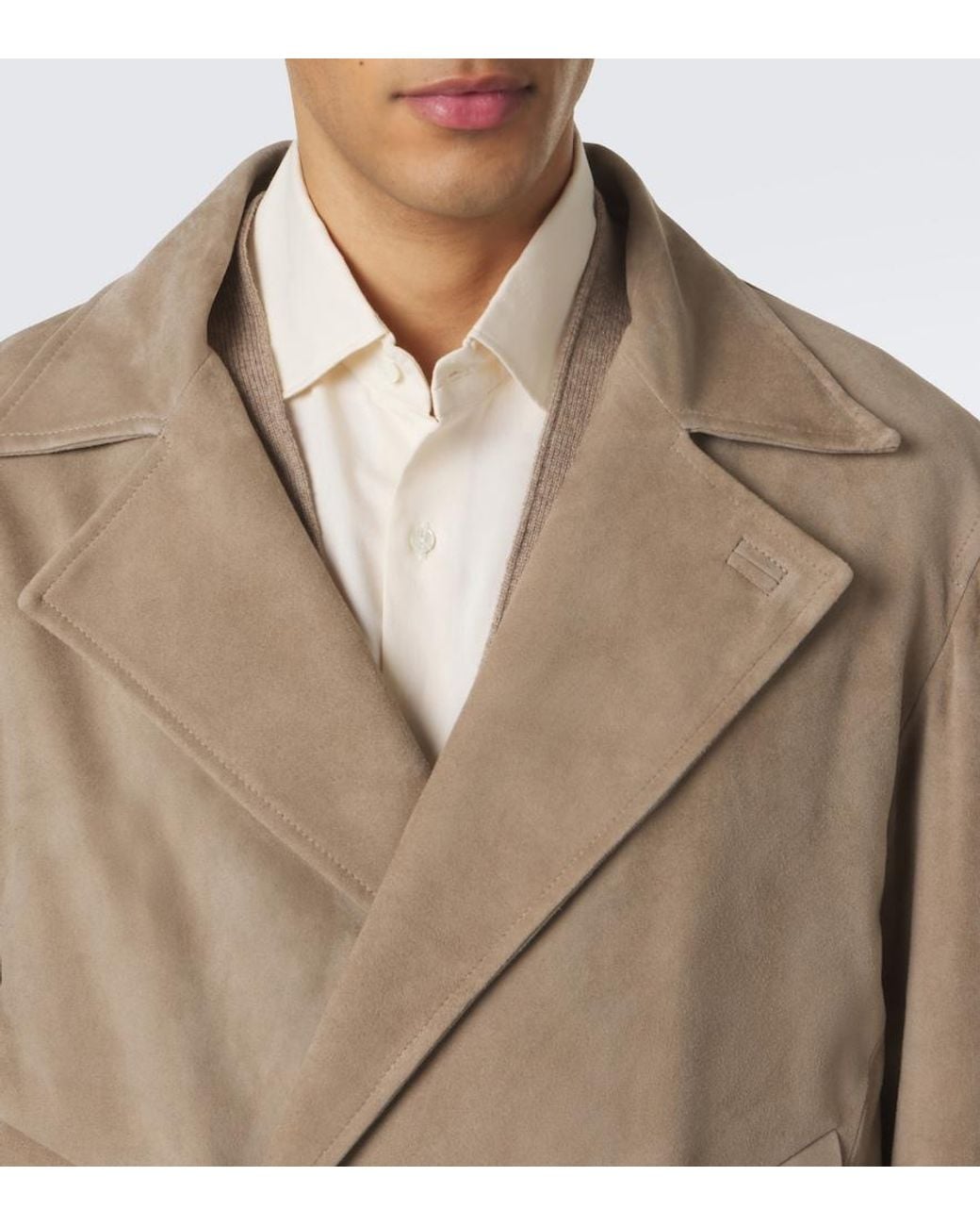 STÒFFA Natural Double-Breasted Suede Jacket for men