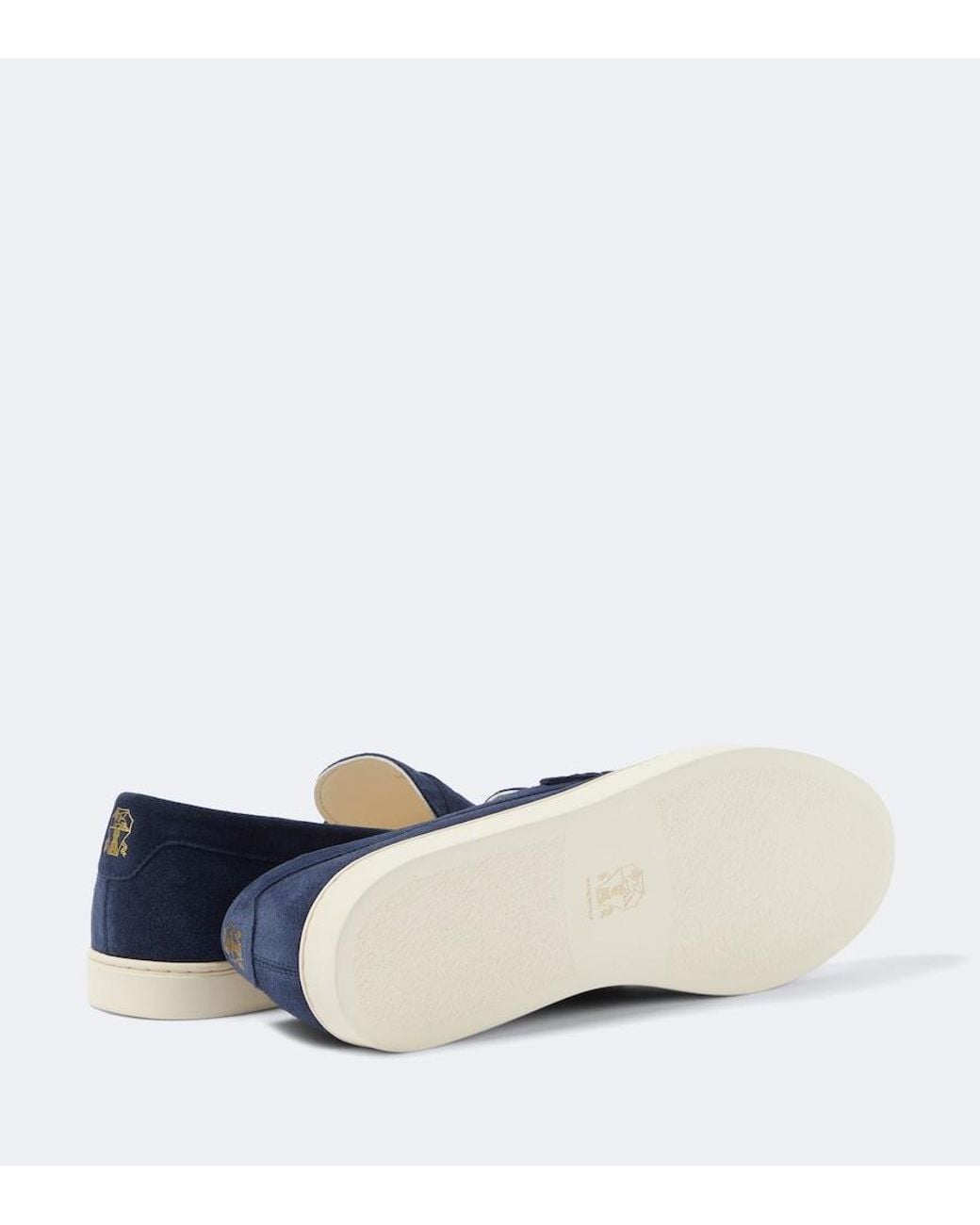 Brunello Cucinelli Blue Suede Slip-On Sneakers for men