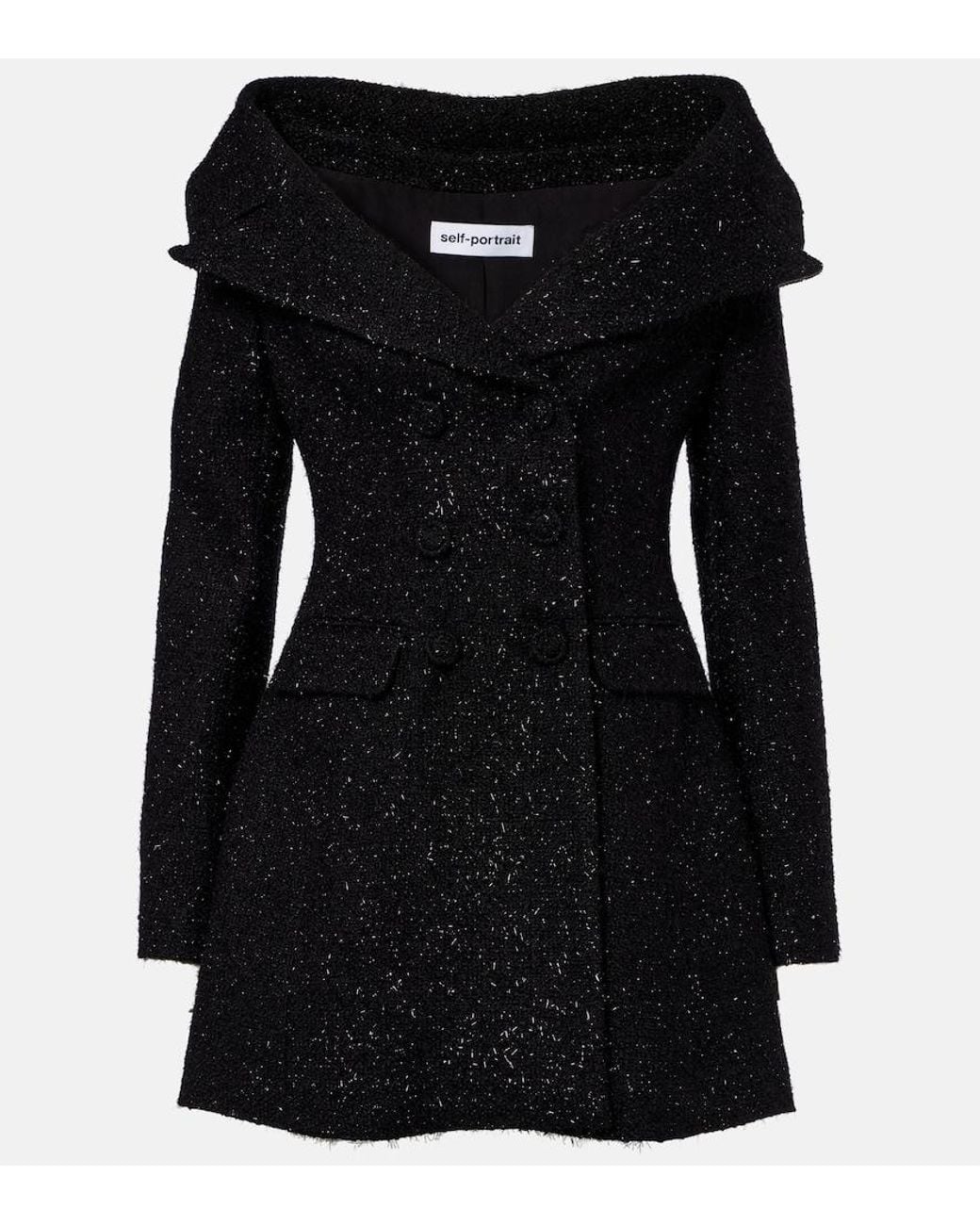 Self-Portrait Black Boucle Minidress