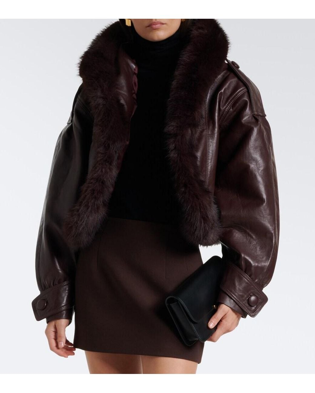 retroféte Black Jia Cropped Leather Jacket