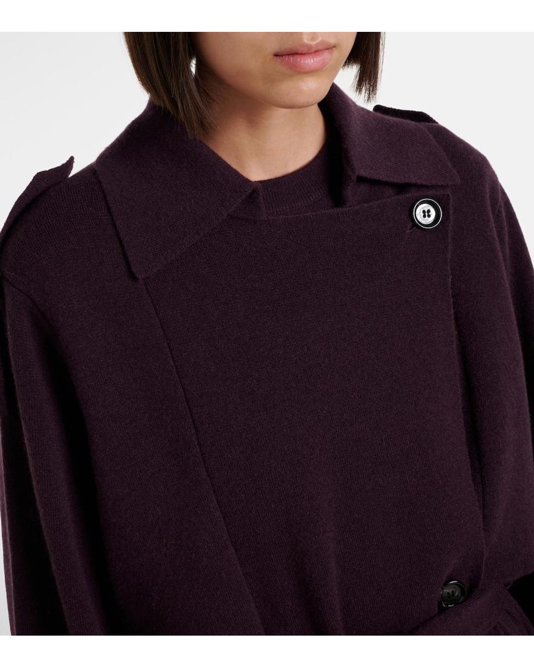Jardin Des Orangers Purple Cropped Wool And Cashmere Trench Coat
