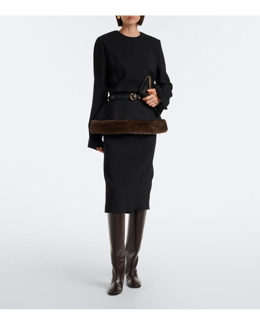 Stella McCartney Black Peplum Midi Dress