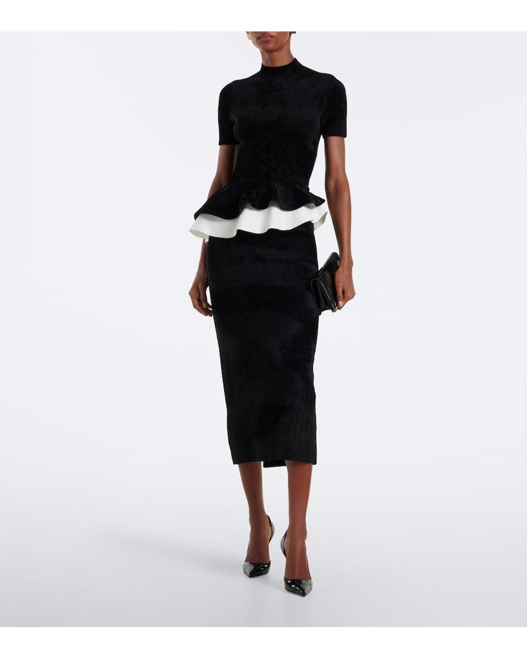 Roland Mouret Black Paneled Peplum Cocktail Dress
