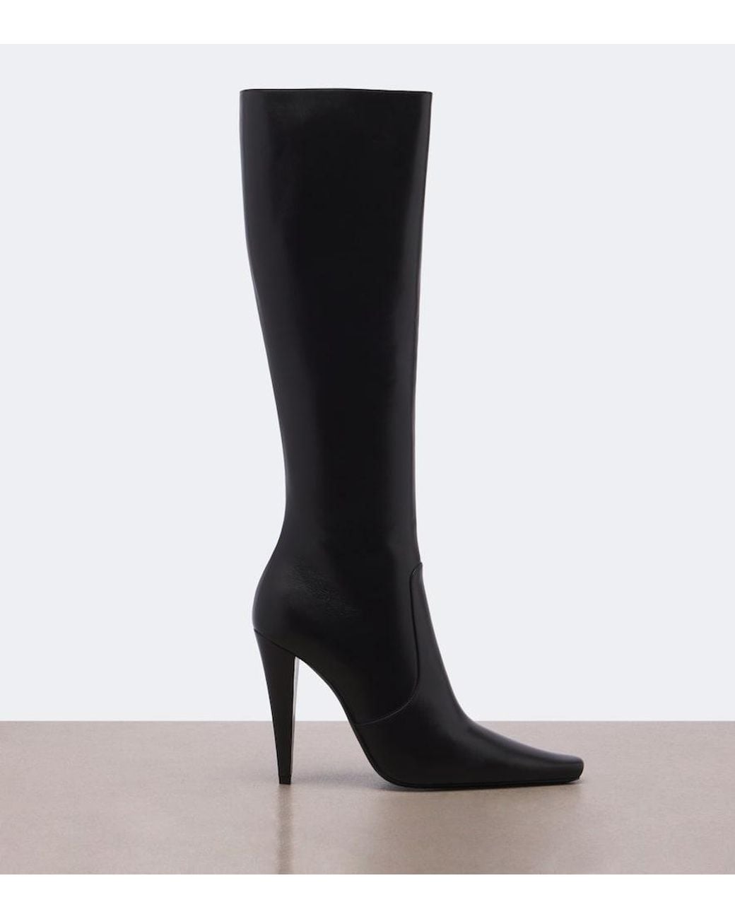 Saint Laurent Black 77 Leather Knee-High Boots