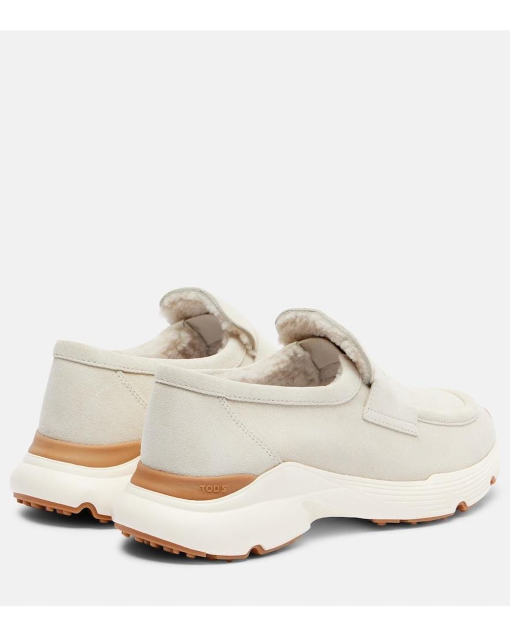 Tod's White Sport Run Suede Loafers