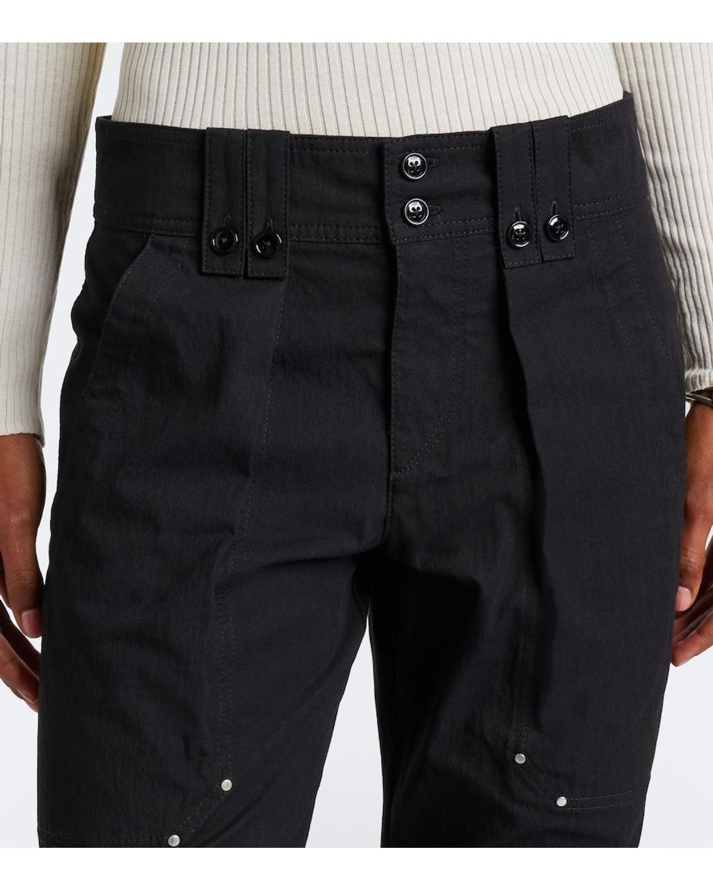 Isabel Marant Black Amandine Pleated Cotton-Blend Straight Pants