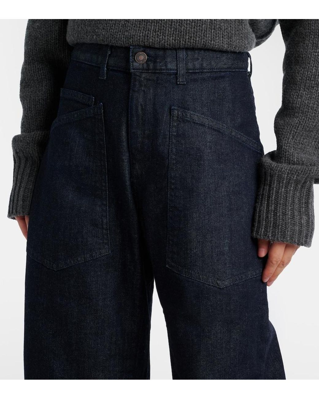 Nili Lotan Blue Shon High-Rise Barrel-Leg Jeans