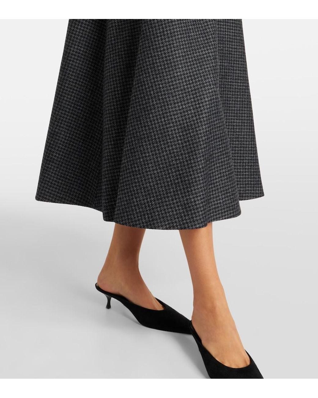 Emilia Wickstead Black Jody Houndstooth Wool-Blend Midi Dress