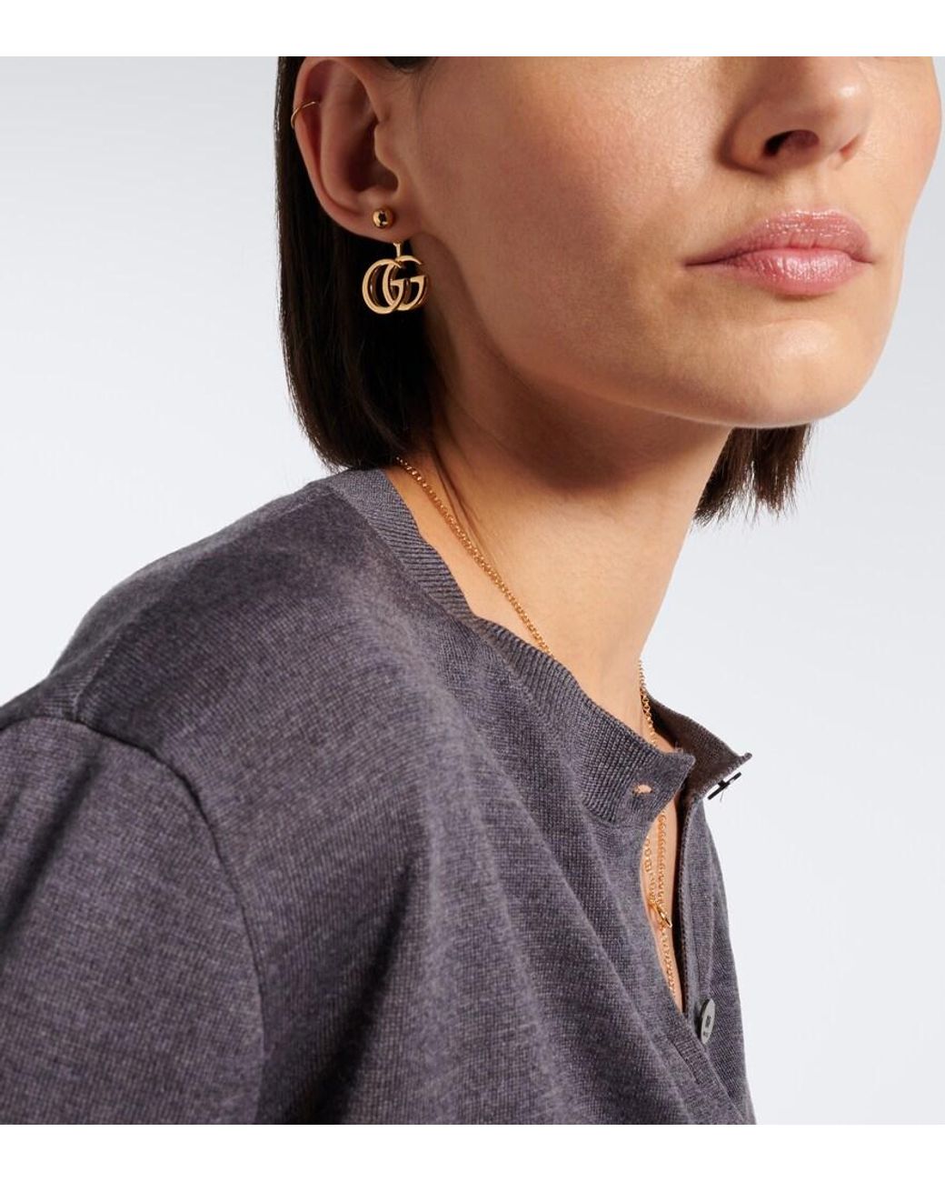 Gucci White Gg Marmont Drop Earrings