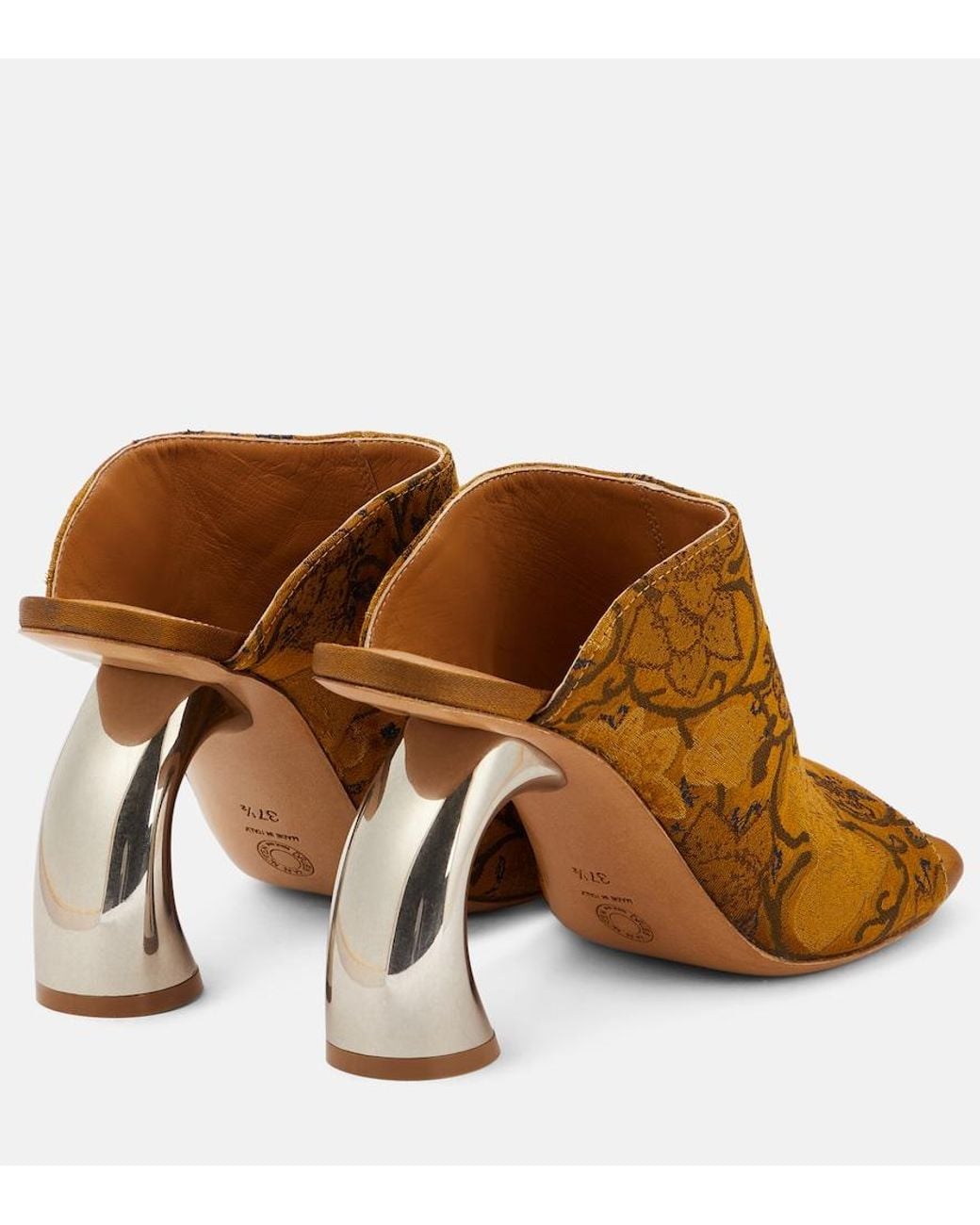 Dries Van Noten Brown Floral Mules