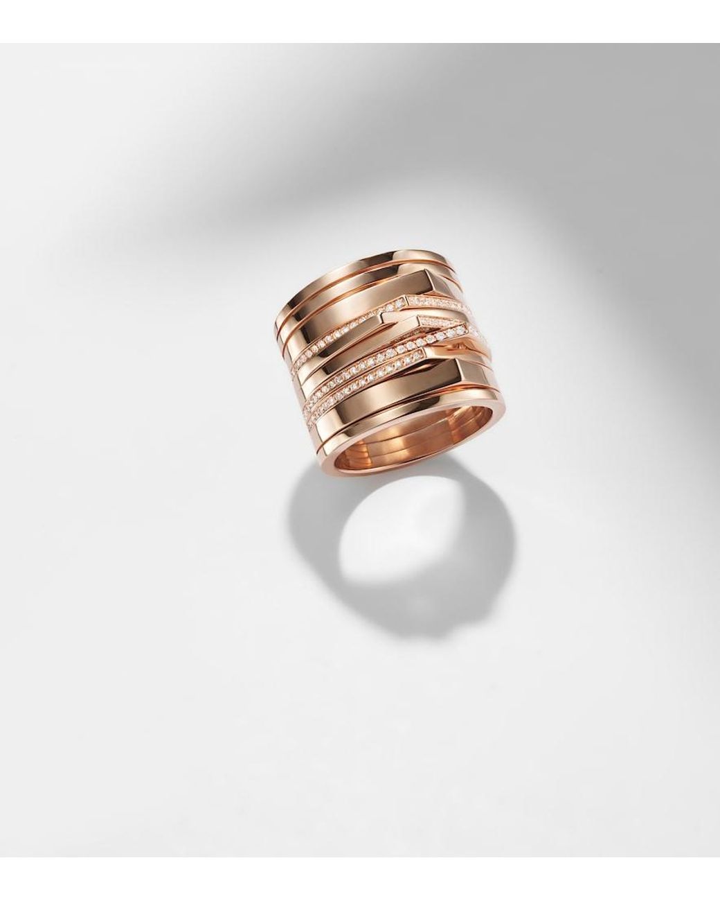 Repossi Natural Antifer 18Kt Rose Ring With Diamonds