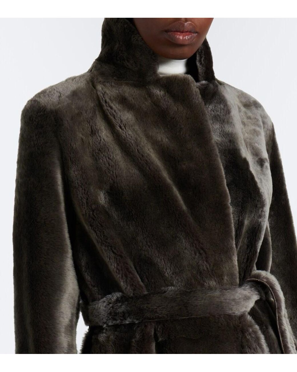Yves Salomon Black Reversible Shearling And Leather Coat