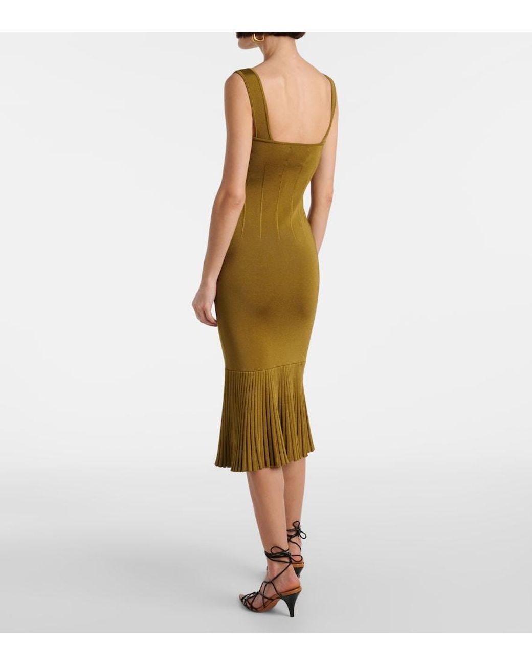 Galvan Green Atalanta Knitted Midi Dress