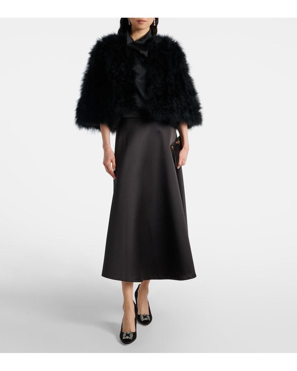 Yves Salomon Black Faux Fur Cape