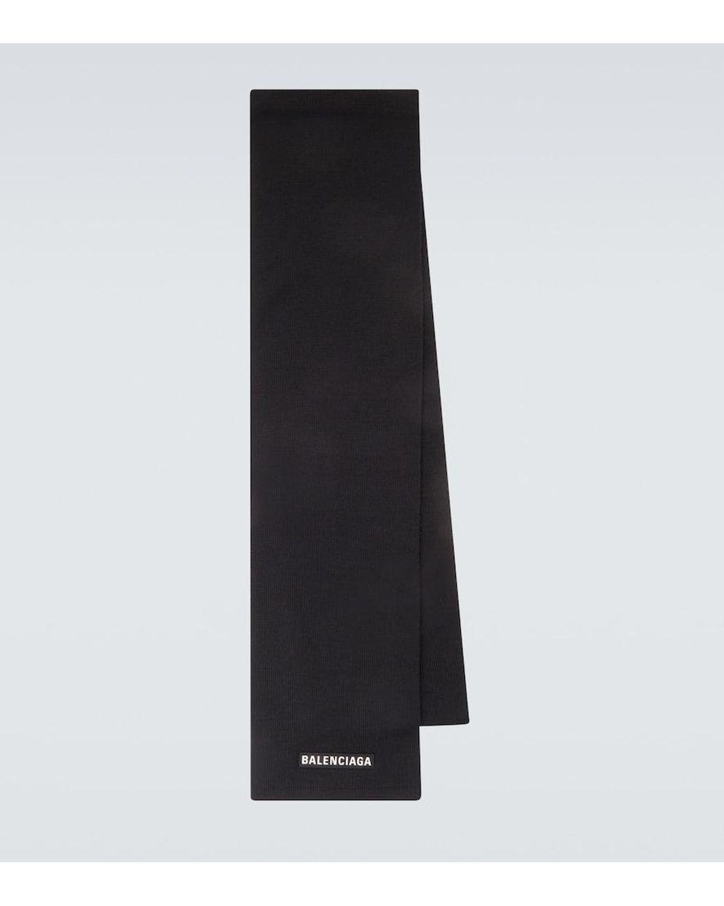 Balenciaga Black Logo Wool-Blend Scarf for men